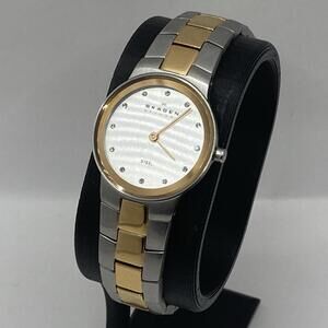 Skagen 430SSRX Gold & Silver Tone Crystals Women's Quartz Watch 6.5” 26 mm